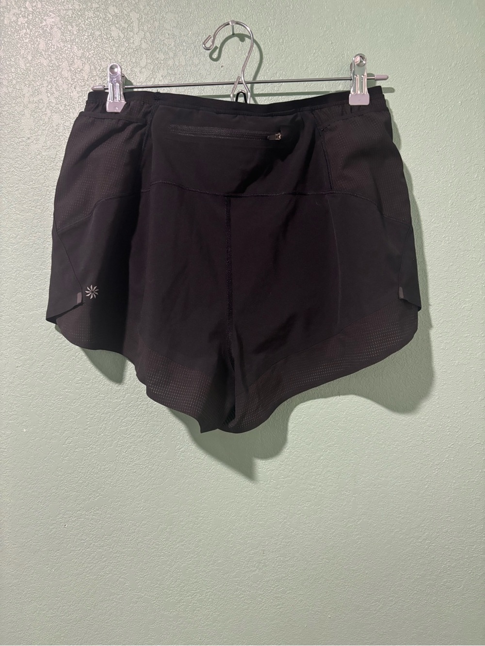 Athleta Black Women's Athletic Running Shorts with Back Zip Pocket